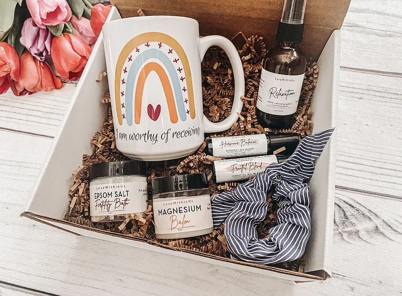 Find this at LoveWithinUs. An IVF care box is such a thoughtful idea to send to someone going through infertility treatment.
